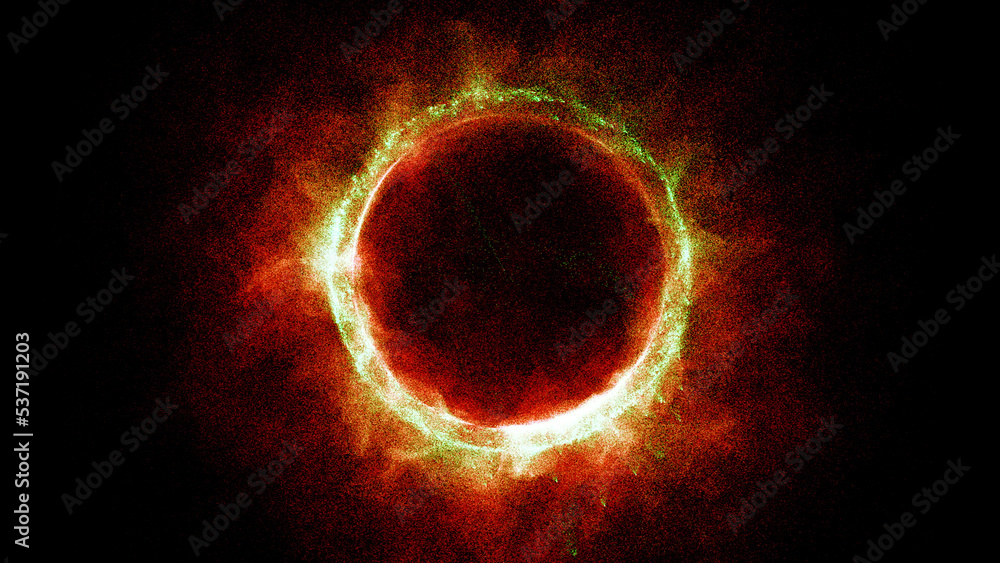 Wall mural 3d rendering cosmic energy strings. energy flows in the form of thin bright elements