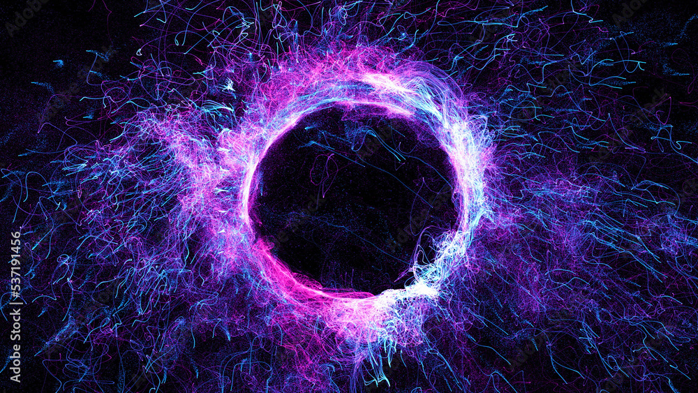 Wall mural 3d rendering cosmic energy strings. energy flows in the form of thin bright elements