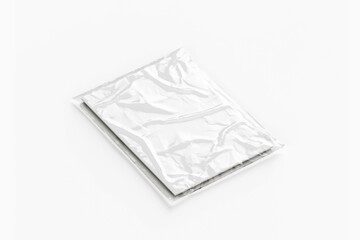 Blank magazine in foil packaging mockup isolated on white background. 3d rendering.