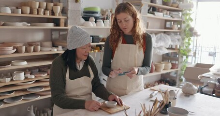 Creative pottery art training, teaching craft and artistic development activity. Skills empowerment, ceramic creativity and designer class or workshop in clay artist studio or workshop