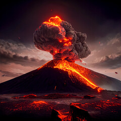 Erupting volcano - obrazy, fototapety, plakaty