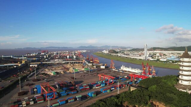 aerial view of business harbor