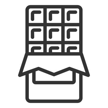 recommend clip art: Open wrapped chocolate bar - icon, illustration on white background, outline style