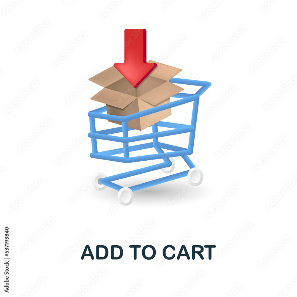 Poster add to cart icon. 3d illustration from online store collection. creative add to cart 3d icon for web