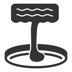 Hot chocolate dripping into a bowl - icon, illustration on white background, glyph style