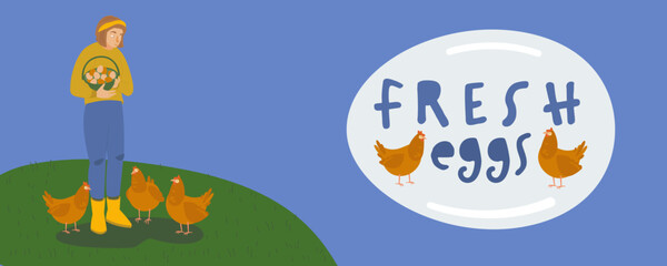 Natural farm product ad banner in flat style.