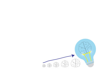 the brain idea concept on white background with the arrow shows the development of the brain, empty space for display logo and content, creative design vector illustration.