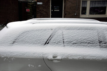 Snow On A Car At Amsterdam The Netherlands 2018