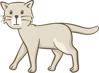 Little cat walking. Cute illustration of a little cat looking at us while walking. Vector illustration on white background.