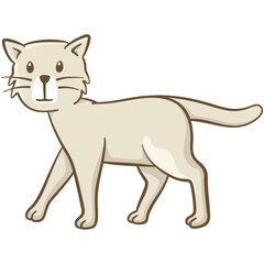 Obraz premium Little cat walking. Cute illustration of a little cat looking at us while walking. Vector illustration on white background.