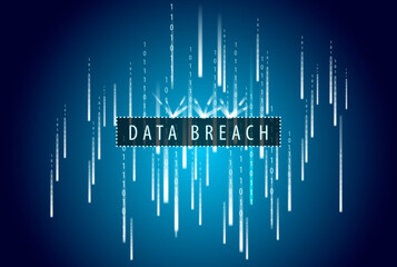 data breach on blue background