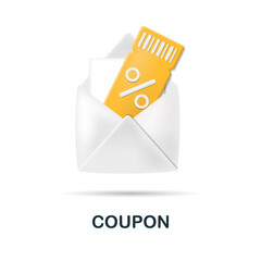 Coupon icon. 3d illustration from online store collection. Creative Coupon 3d icon for web design, templates, infographics and more
