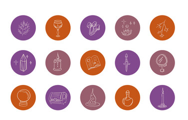 Halloween highlights covers for social media. Set of cute elements in doodle style. Hand drawn icons. Stickers, weekly planner. Vector illustration.