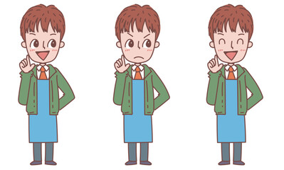 スーパーの店長　表情バリエーション