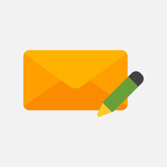 Edit icon in flat style about email, use for website mobile app presentation
