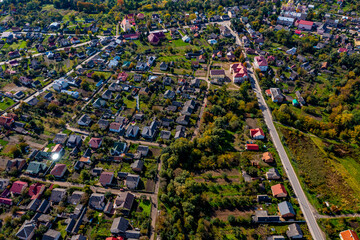 Sudowa Wyschnja in the Ukraine from above | Sudovovyshnyanskyy Internat | Kostel Materi Bozhoi Pomichnytsi Virnykh | Holy Trinity Church