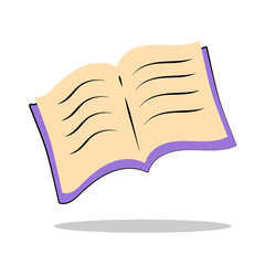 Open book, textbook, notebook isolated on white background. Symbol of knowledge, education, school or university studies. Vector