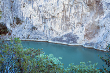 Pesaro Urbino (PU), Italy - August 10, 2022: Gola del Furlo, Pesaro Urbino, Marche, Italy, Europe