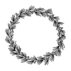 Christmas tree crown line illustration, winter line art vector, christmas decoration element, minimalist line crown vector