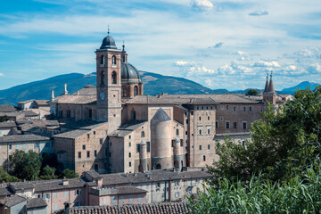 Fototapeta na wymiar Urbino, (PU), Italy - August 10, 2022: Urbino town, Pesaro Urbino, Marche, Italy, Europe