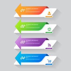 Four steps business infographics template vector.	
