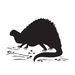 Dinosaur silhouette. Dinosaurs and Jurassic dino monsters icons. Vector silhouette of triceratops or T-rex, brontosaurus and stegosaurus, ceratosaurus and parasaurolophus reptile