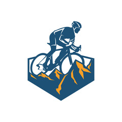 Mountain and bikers illustrations