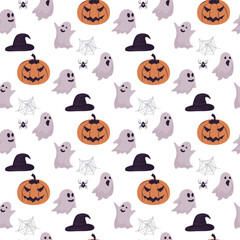 halloween seamless pattern with pumpkin 