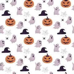 Obraz premium halloween seamless pattern with pumpkin 