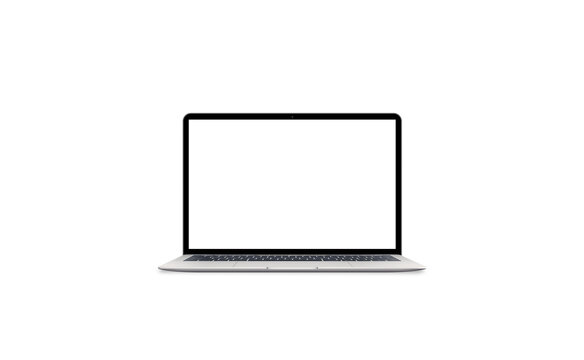 Isolated modern thin laptop with transparent PNG background and display