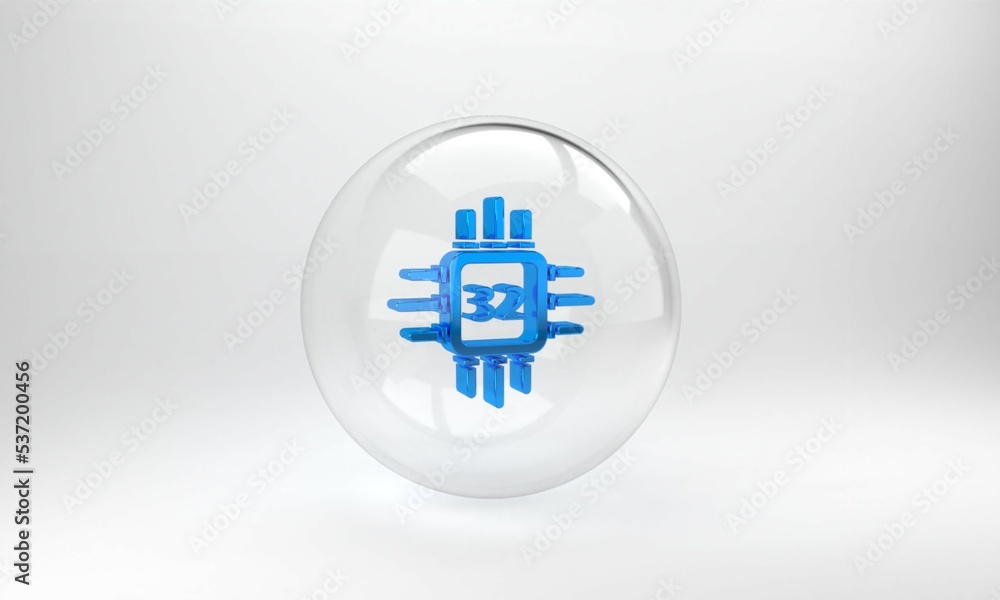 Aufkleber blue computer processor with microcircuits cpu icon isolated on grey background. chip or cpu with ci