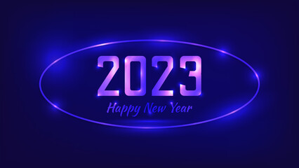 2023 Happy New Year neon background