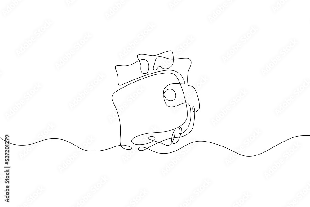 Poster one continuous line. wallet with banknotes. money in a leather wallet. flat minimal icon. one contin