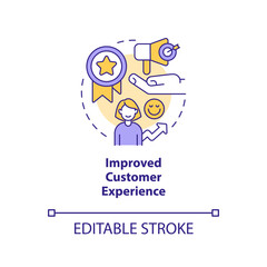 Improved customer experience concept icon. Satisfied user. Provide relevant content abstract idea thin line illustration. Isolated outline drawing. Editable stroke. Arial, Myriad Pro-Bold fonts used