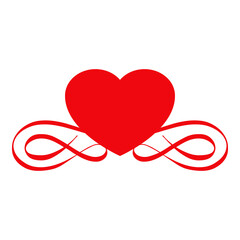 Logo con silueta de corazón con filigrana caligráfica. Líneas con florituras