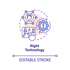 Right technology concept icon. Optimize website for mobile device. Personalization abstract idea thin line illustration. Isolated outline drawing. Editable stroke. Arial, Myriad Pro-Bold fonts used