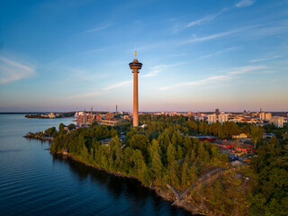Tampere city on the lakeshore of Näsijärvi, Finland