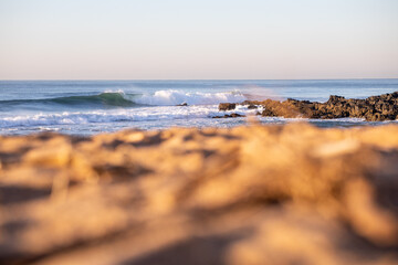 Fototapeta na wymiar perfect wave breaking on a beach with no people