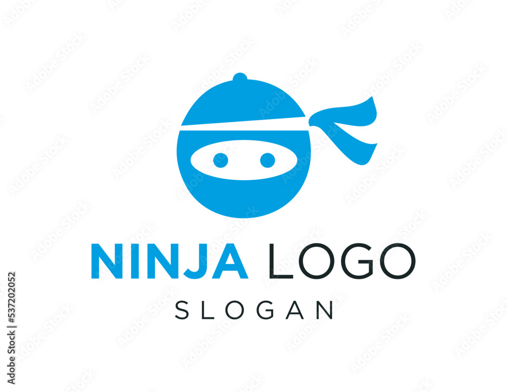 Poster logo design about ninja on white background. created using the coreldraw application.