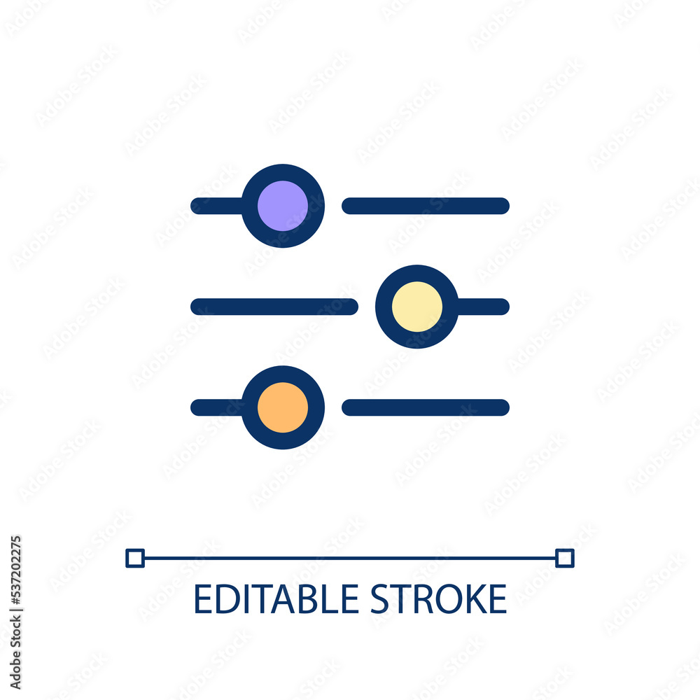 Poster filters button pixel perfect rgb color ui icon. adjustment possibilities. simple filled line element