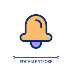 Bell pixel perfect RGB color ui icon. Notification. Informational message. Simple filled line element. GUI, UX design for mobile app. Vector isolated pictogram. Editable stroke. Poppins font used