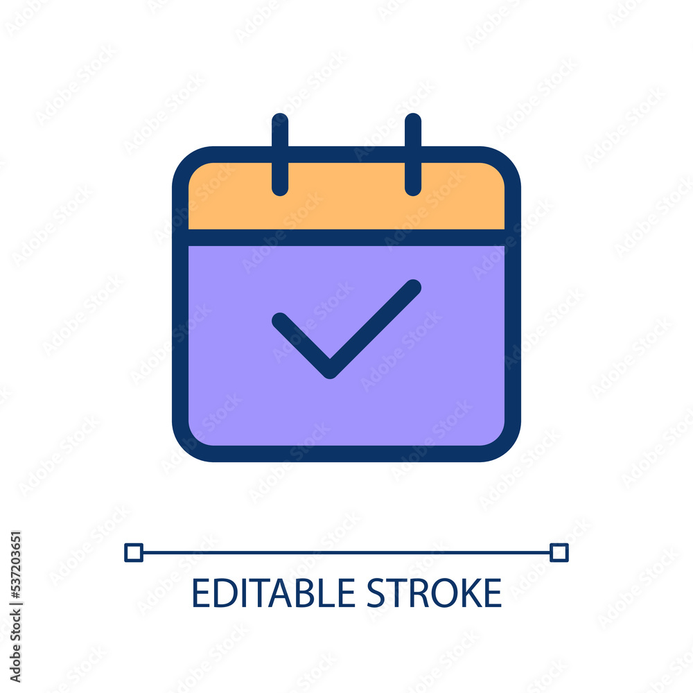 Poster calendar pixel perfect rgb color ui icon. planning events. schedule mobile app. simple filled line e