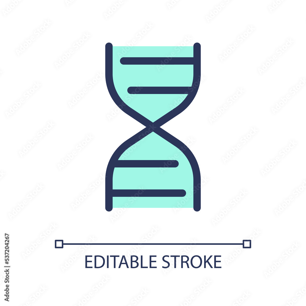 Poster dna molecule pixel perfect rgb color ui icon. genetic code. medical research. simple filled line ele