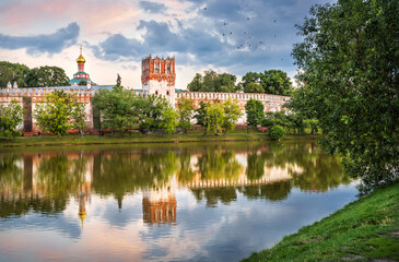 Fototapeta na wymiar Dormition Church and tower of Novodevichy Convent, Moscow