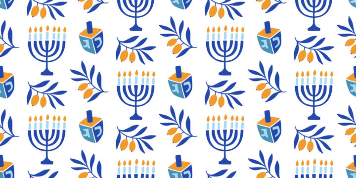 Happy hanukkah seamless pattern