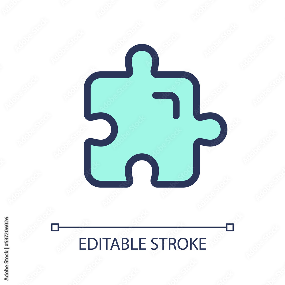 Aufkleber puzzle piece pixel perfect rgb color ui icon. idea. business planning. simple filled line element. g