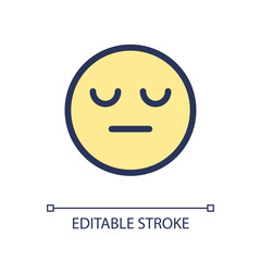 Sleepy face emoji pixel perfect RGB color ui icon. Indifferent emotion. Simple filled line element. GUI, UX design for mobile app. Vector isolated pictogram. Editable stroke. Arial font used