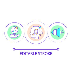 Music industry loop concept icon. Sound recording and manipulating in studio abstract idea thin line illustration. Sound effects. Isolated outline drawing. Editable stroke. Arial font used