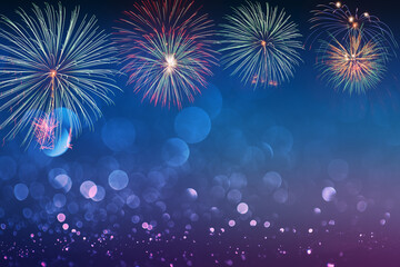 colorful fireworks on bokeh background