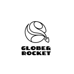 minimal launched rocket ship planet logo design illustration